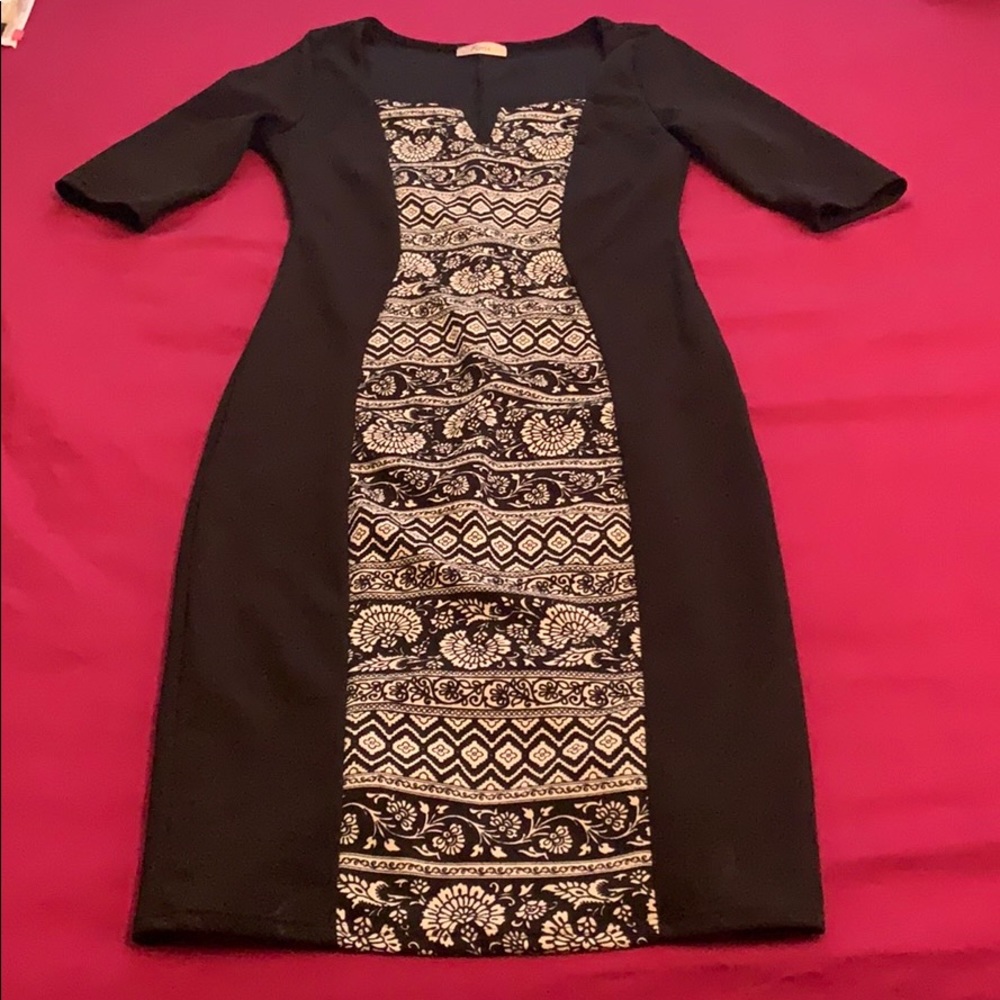 Fun print black and white dress